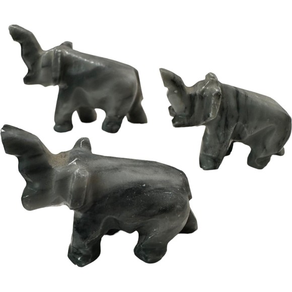 LOT Of 6 Handmade Collectible Elephant Figurines Realistic Safari Animal Decor - Picture 1 of 16